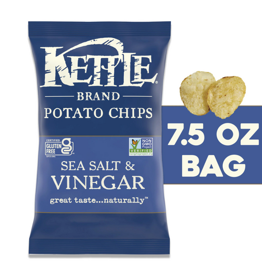 Sea Salt and Vinegar Kettle Potato Chips, Gluten-Free, Non-GMO, 7.5 oz