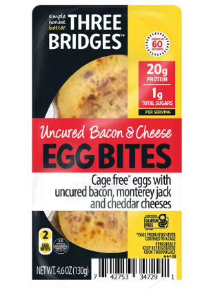 Three Bridges Uncured Bacon & Cheese Egg Bites, 4.6 oz