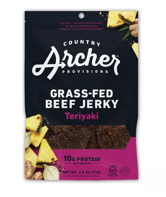 Country Archer All Natural Grass Fed Teriyaki Beef Jerky - 2.5oz