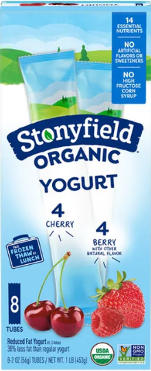Stonyfield Organic Cherry Berry Low-fat Yogurt Tubes, 8 count