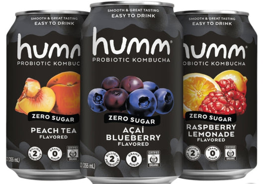 Humm Probiotic Kombucha, Zero Sugar, Variety Pack, 12 fl oz, 18 ct