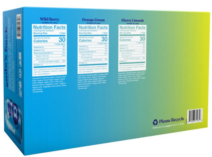 Poppi Prebiotic Soda, Variety Pack, 12 fl oz, 15 ct