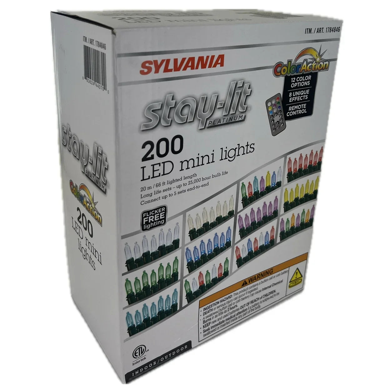 Sylvania Stay-Lit Color Action 200 LED Mini Lights with Remote Control 66-feet