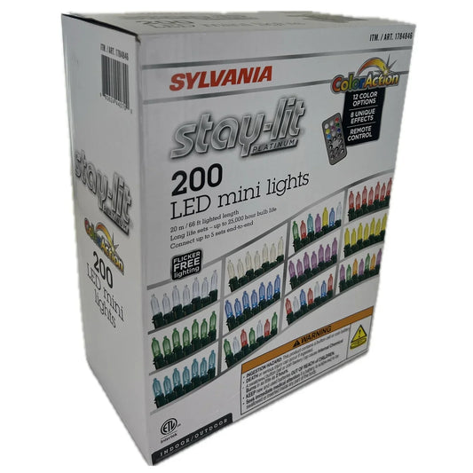Sylvania Stay-Lit Color Action 200 LED Mini Lights with Remote Control 66-feet