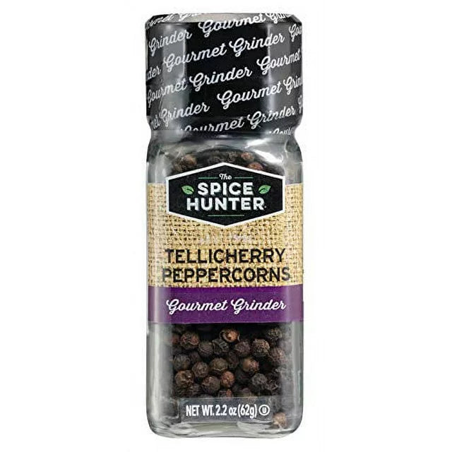 The Spice Hunter Gourmet Tellicherry Peppercorns with Grinder Twist Cap (2.2 Ounces)