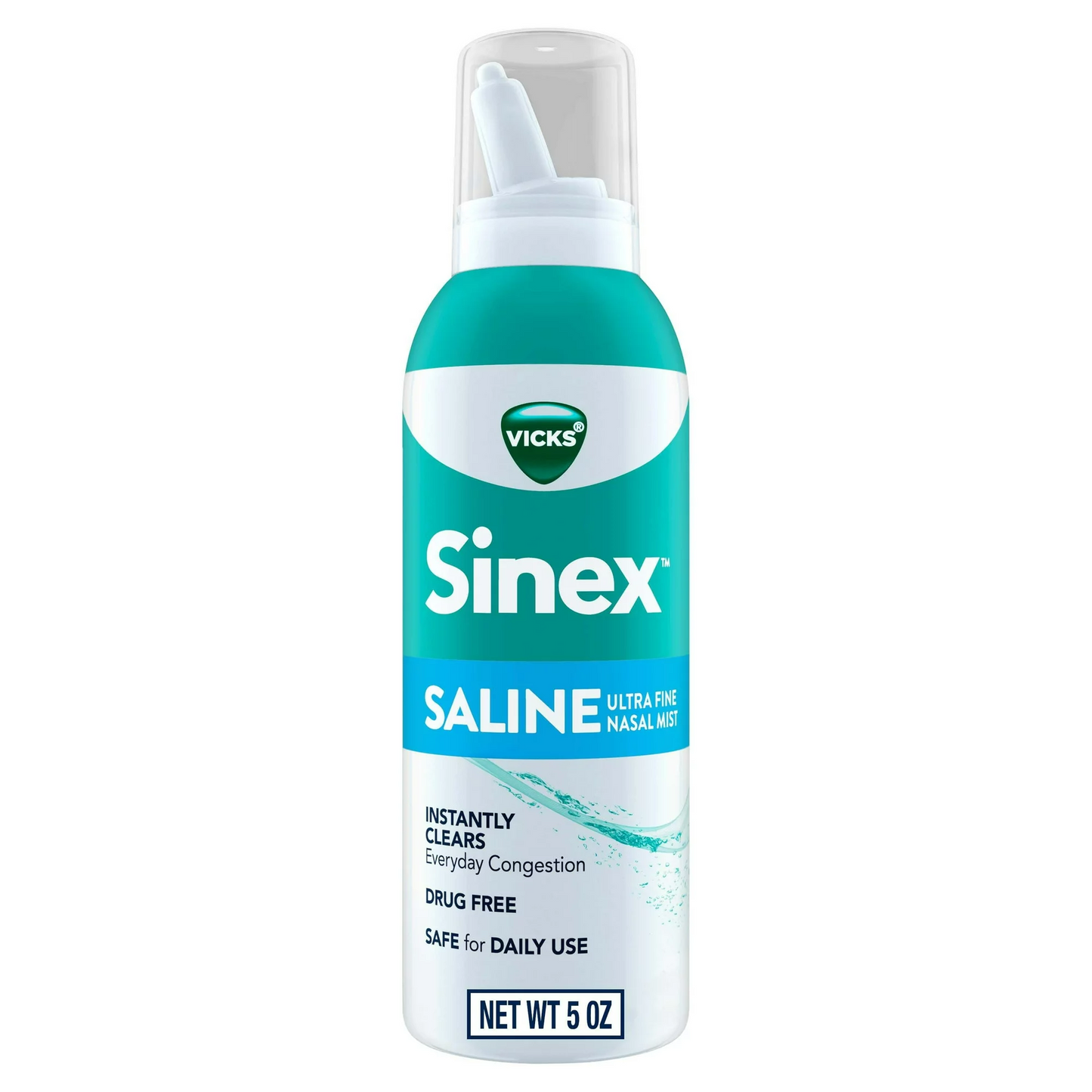 Vicks Sinex Saline Ultra Fine Nasal Mist Spray for Sinus Relief, Drug Free, 5 oz