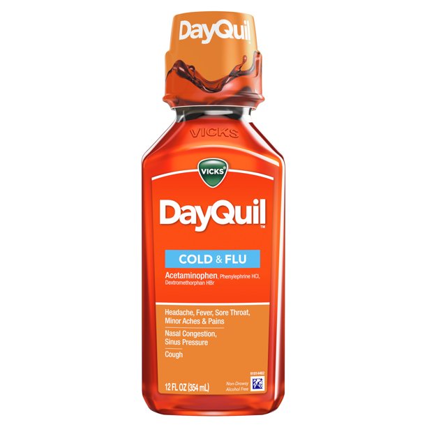 Vicks DayQuil Daytime Cold and Flu Liquid Medicine, 12 Fl Oz