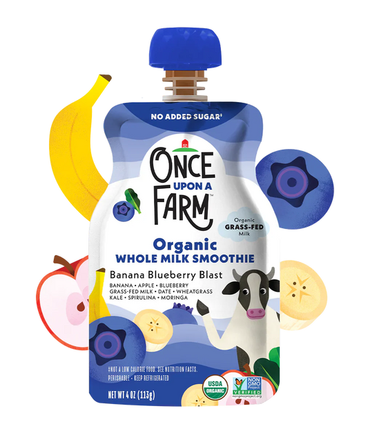 Once Upon A Farm Organic Whole Milk Smoothies Banana Blueberry Blast, 4 oz