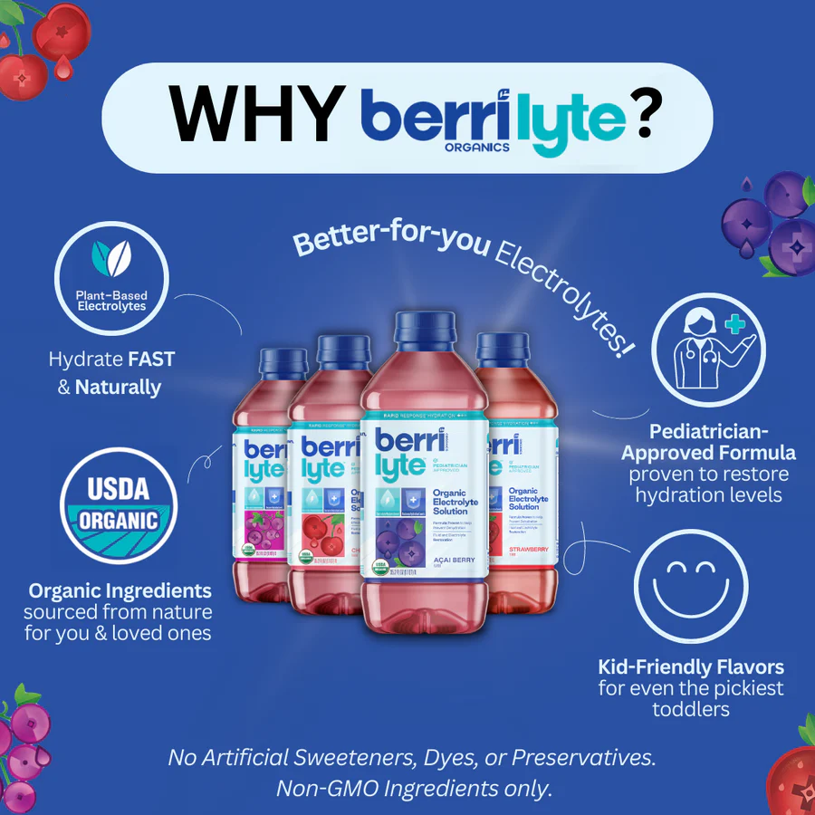 Berrilyte Organic Electrolyte Solution Strawberry 33.8 fl oz