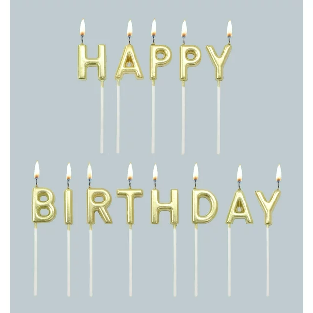 Way to Celebrate! Gold Birthday Candles, (4.25") 13 Pieces