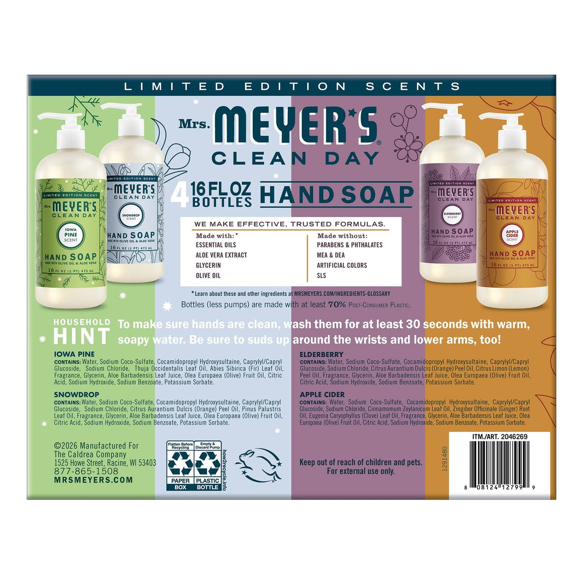 Mrs. Meyer's Clean Day Hand Soap Variety Pack, 4 × 16 fl oz