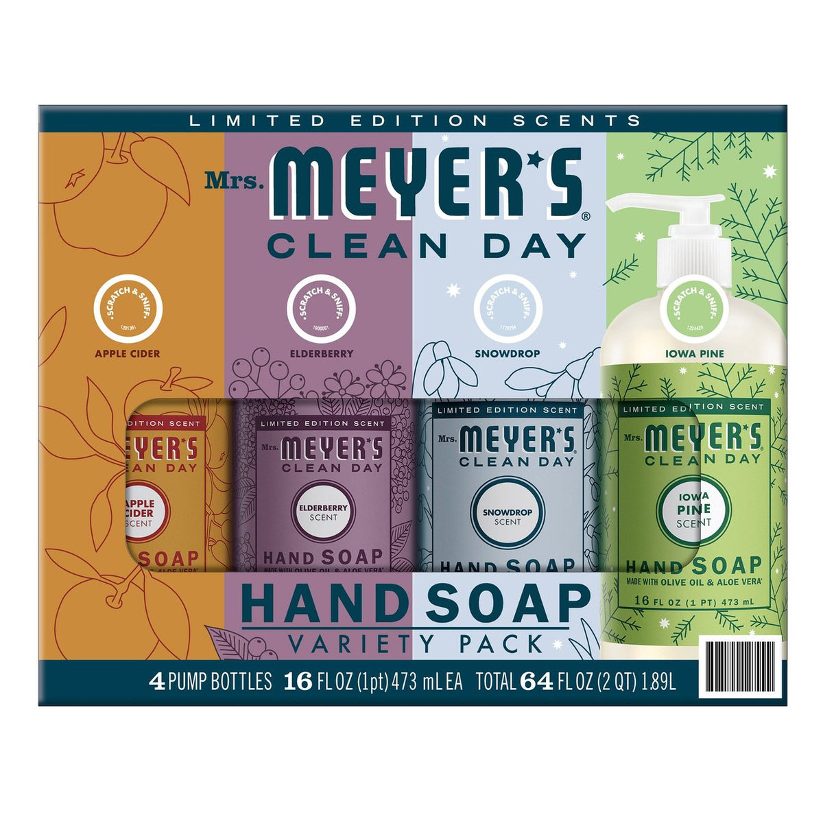 Mrs. Meyer's Clean Day Hand Soap Variety Pack, 4 × 16 fl oz
