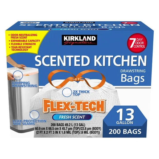 Kirkland Signature 13 Gallon Scented Drawstring Bags, 200 ct