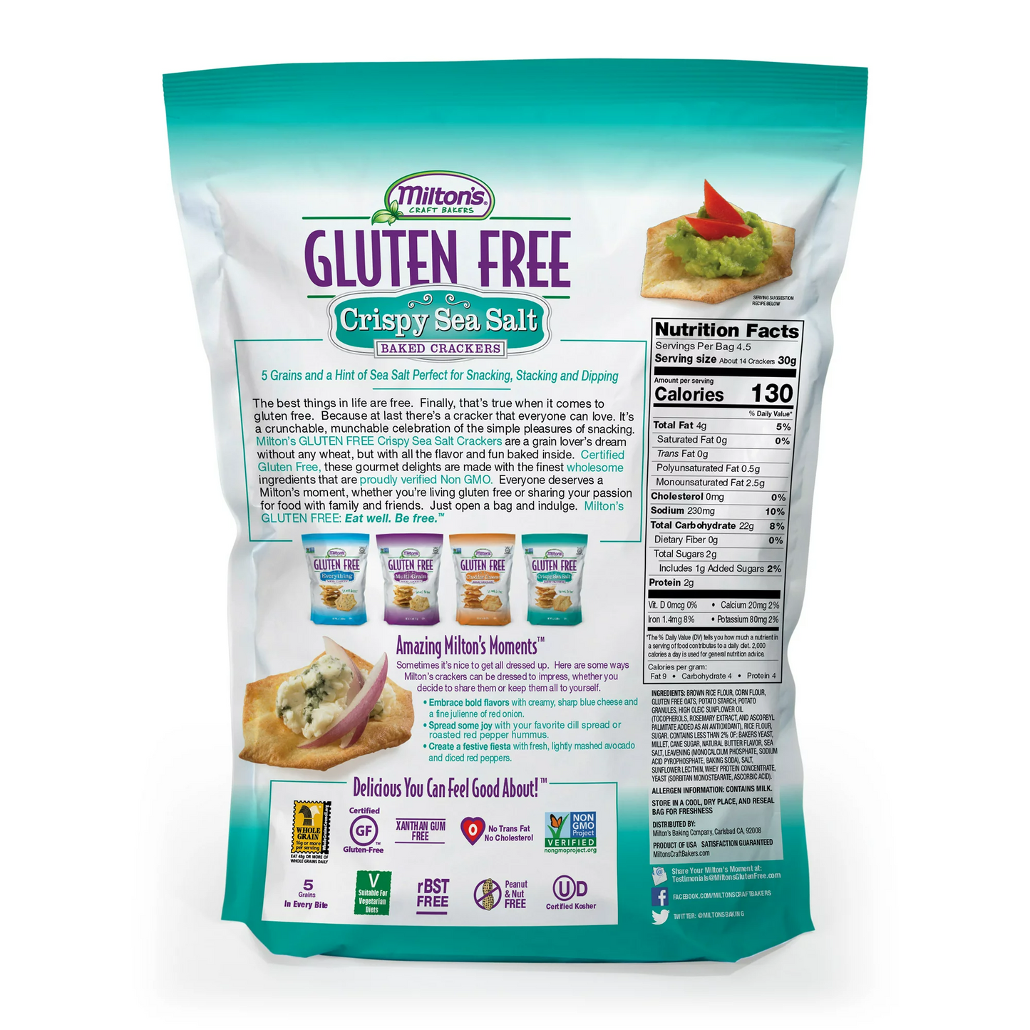 Milton's Gluten Free Crispy Sea Salt Crackers 4.5oz