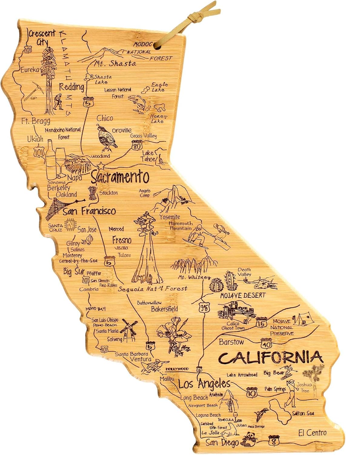Totally Bamboo California State Shaped Cutting Board
