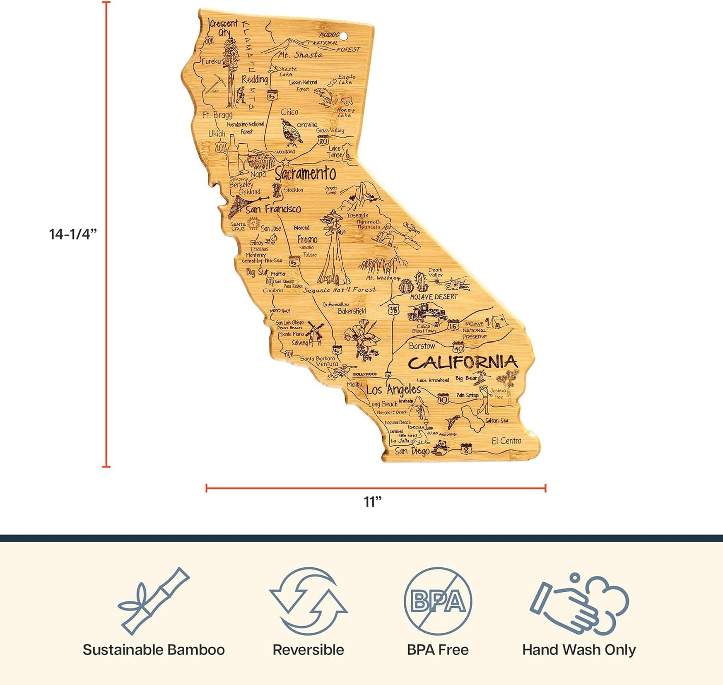 Totally Bamboo California State Shaped Cutting Board