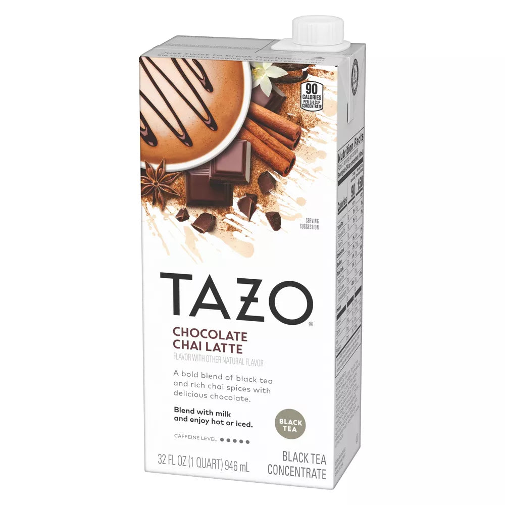 Tazo Chocolate Chai Latte, Flavored Black Tea Concentrate, 32 Fl Oz