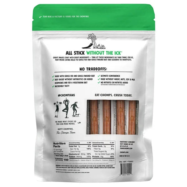 Chomps Beef Sticks, Jalapeno, 1.15 oz, 12 ct