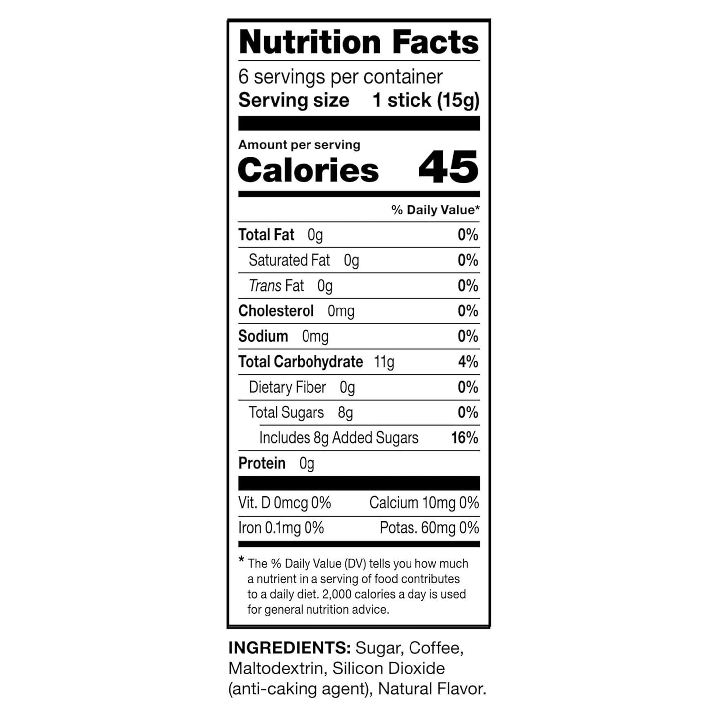 DaVinci Gourmet Slightly Sweet Cold Brew Stick Pack, Instant Coffee Powder, 6 Count