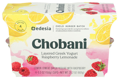 Chobani Layered Green Yogurt - Raspberry Lemonade (Child Hunger Batch) 5.3oz, 4 Count