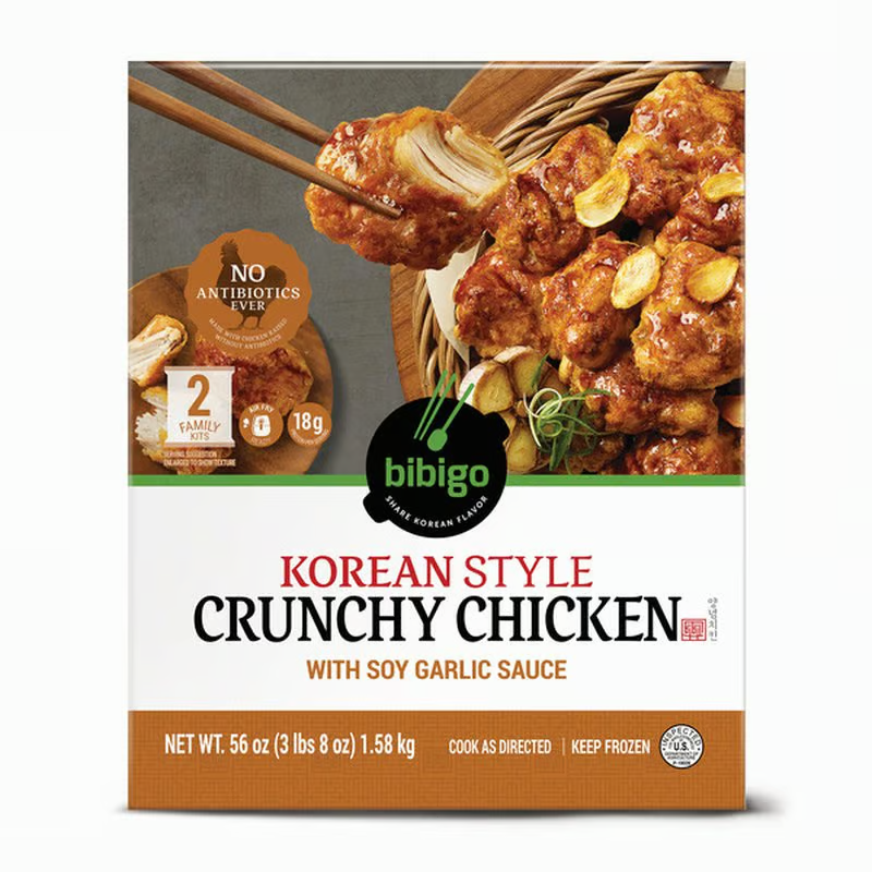 Bibigo Korean Style Crunchy Chicken, Soy Garlic Sauce, 56 oz