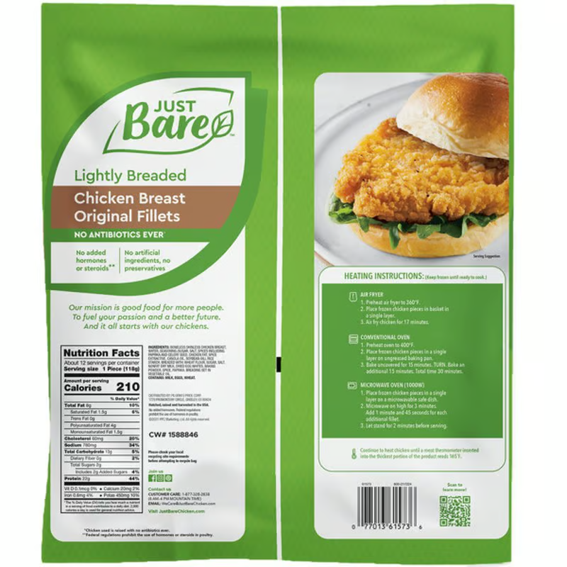 Just Bare Lightly Breaded Chicken Breast fillet, 48 oz