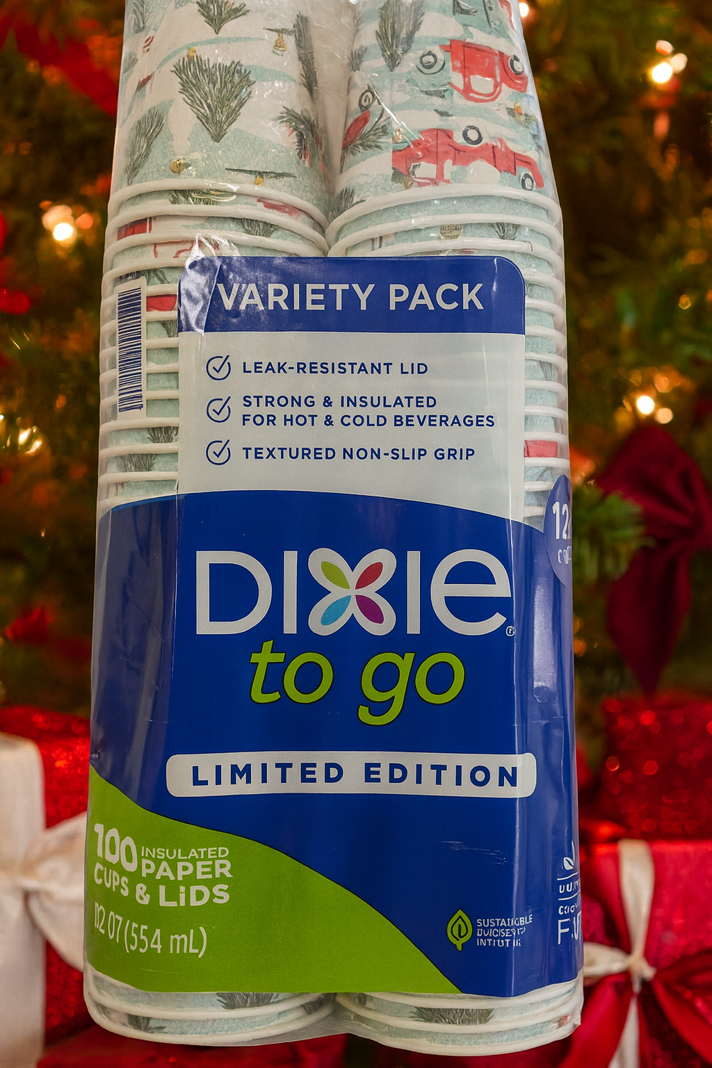Dixie To Go 12 oz Insulated Cup & Lid, Holiday Limited Edition, 100-count