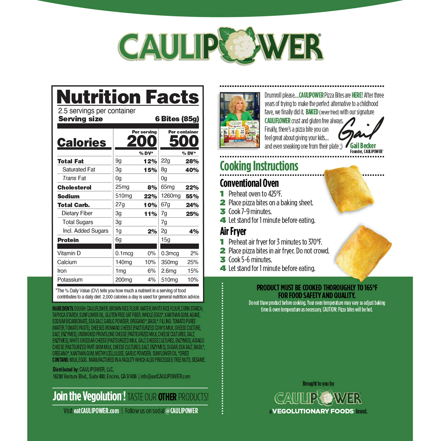 Caulipower Cauliflower Love at First Bite! Gluten-Free Four Cheese Pizza Bites, Frozen, 7.5 oz