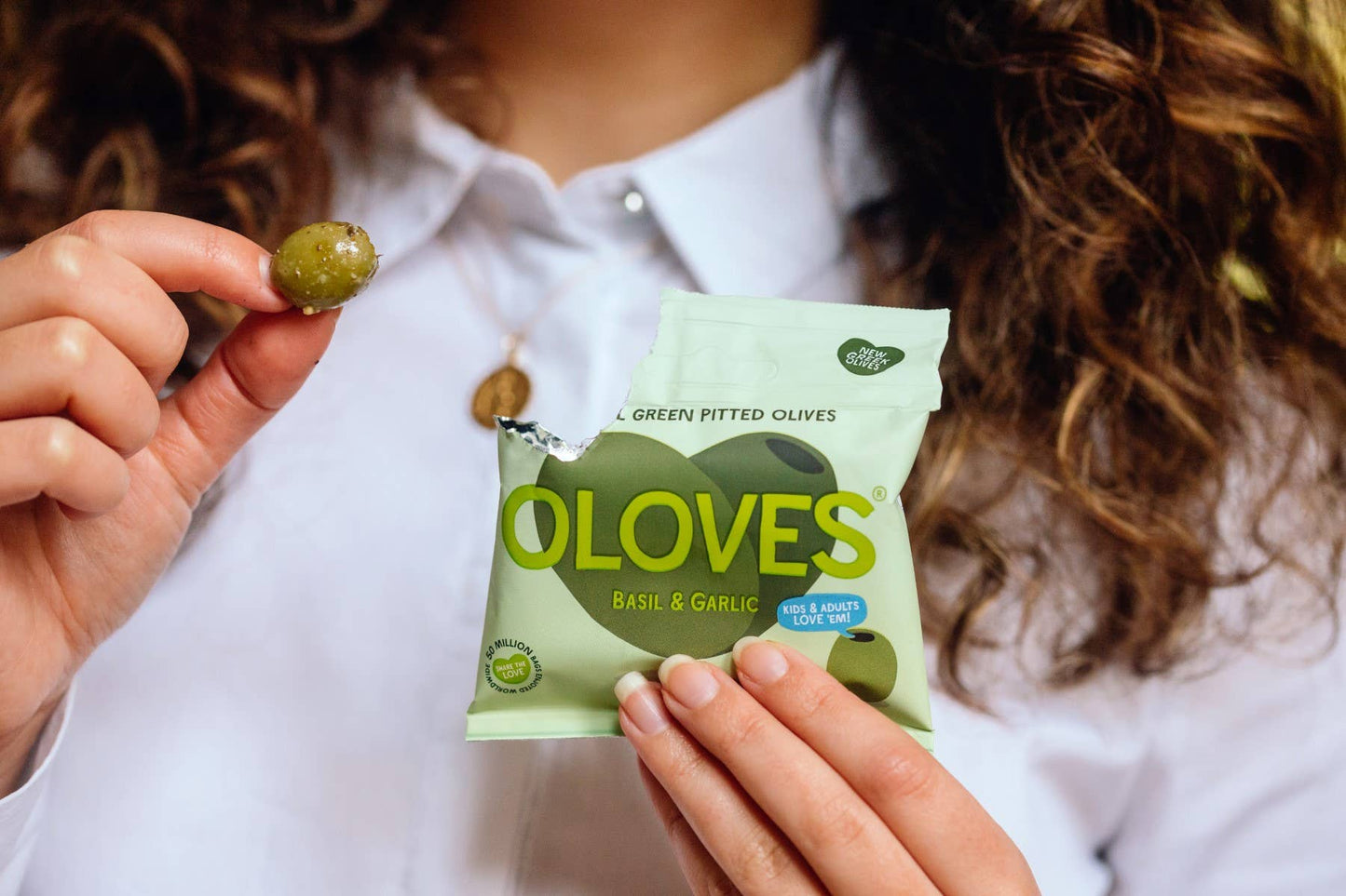 Oloves -  Basil & Garlic Pitted Green Olives 1.1oz