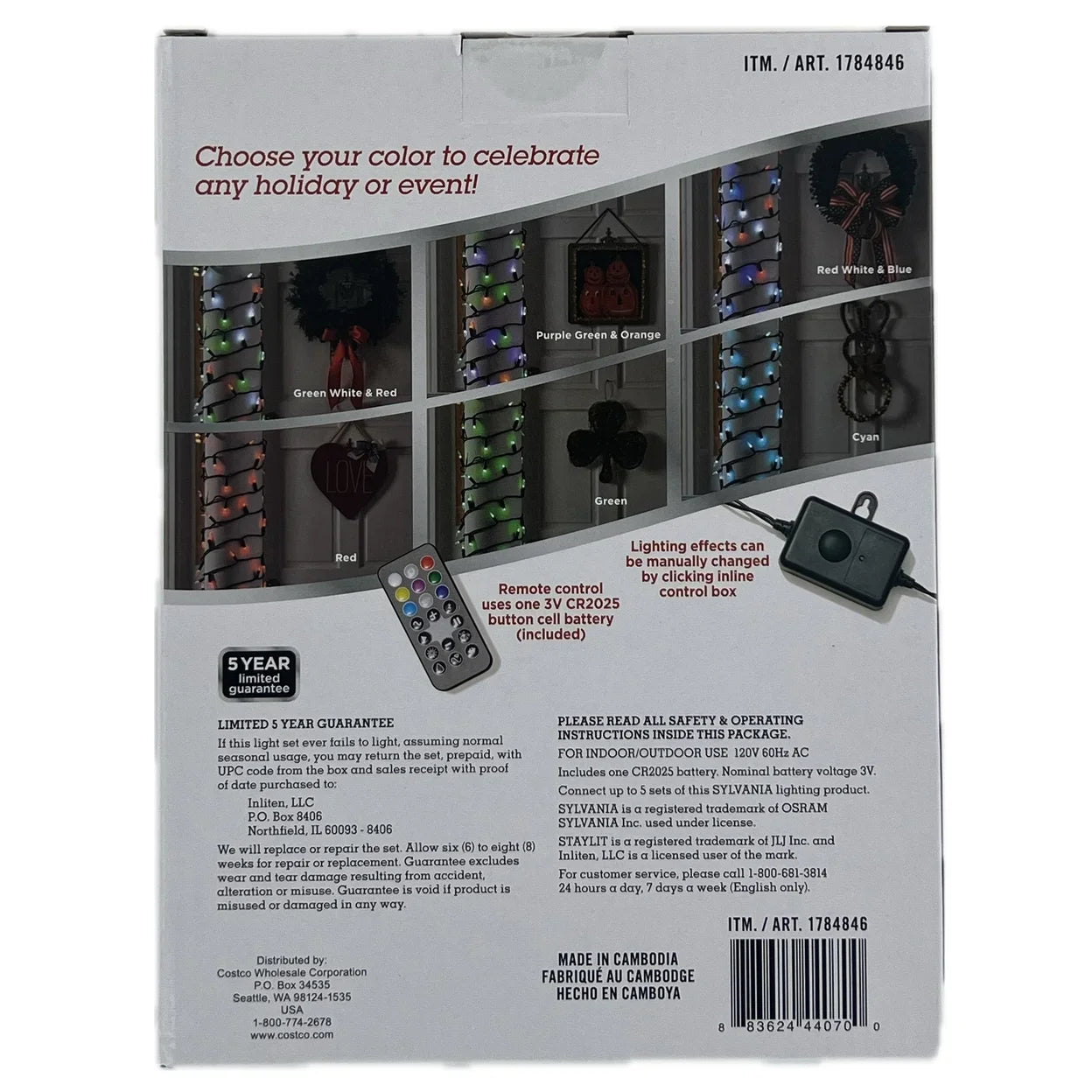 Sylvania Stay-Lit Color Action 200 LED Mini Lights with Remote Control 66-feet