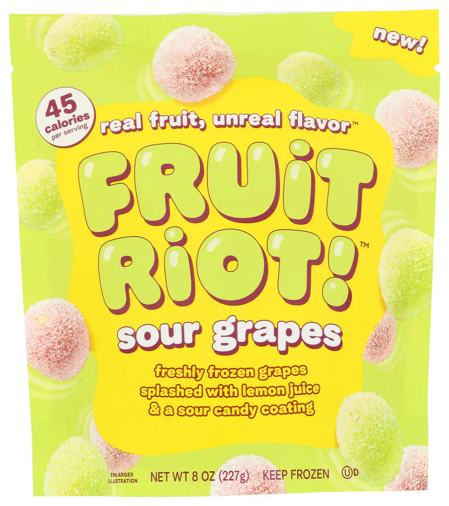 Fruit Riot Candy Frozen Sour Grapes, 8 oz
