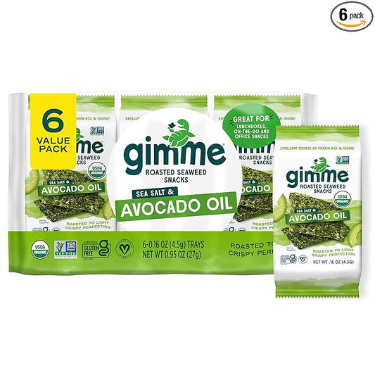 Gimme Roasted Seaweed Snacks Sea Salt & Avocado Oil, 6-0.16 oz.