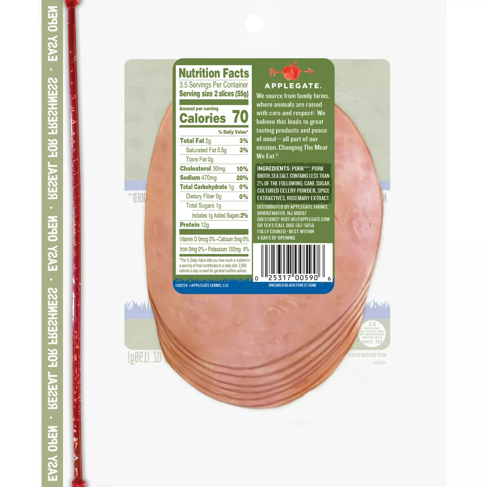 Applegate Natural Uncured Black Forest Ham - 7oz