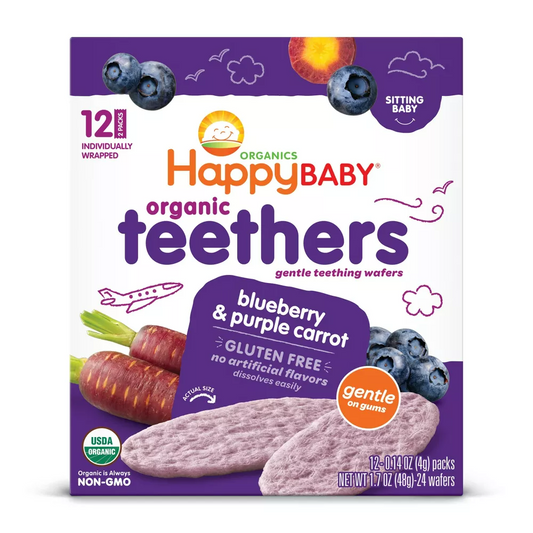 HappyBaby Blueberry & Purple Carrot Organic Teethers - 12ct/0.14oz Each