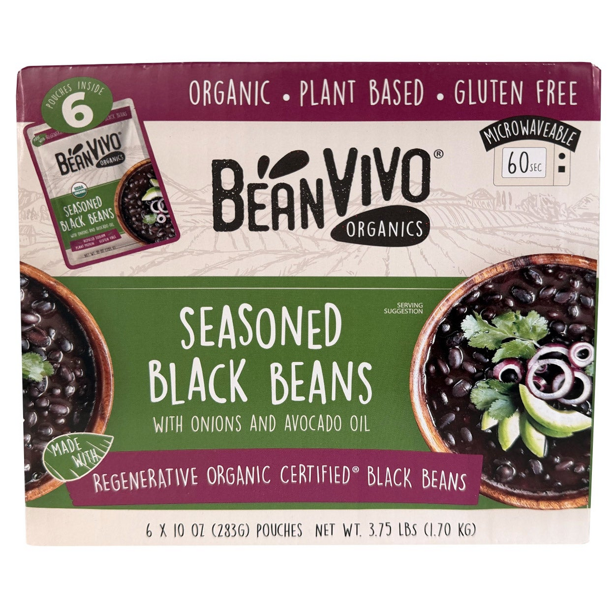 BeanVIVO Organic Seasoned Black Beans, 6 x 10 oz