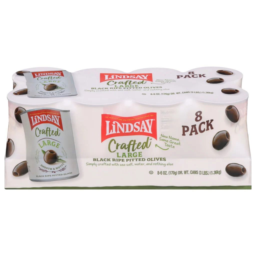 Lindsay Large Black Ripe Pitted Olives, 6 oz, 8-count