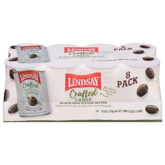 Lindsay Large Black Ripe Pitted Olives, 6 oz, 8-count