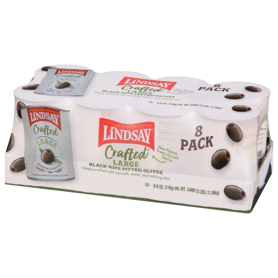 Lindsay Large Black Ripe Pitted Olives, 6 oz, 8-count