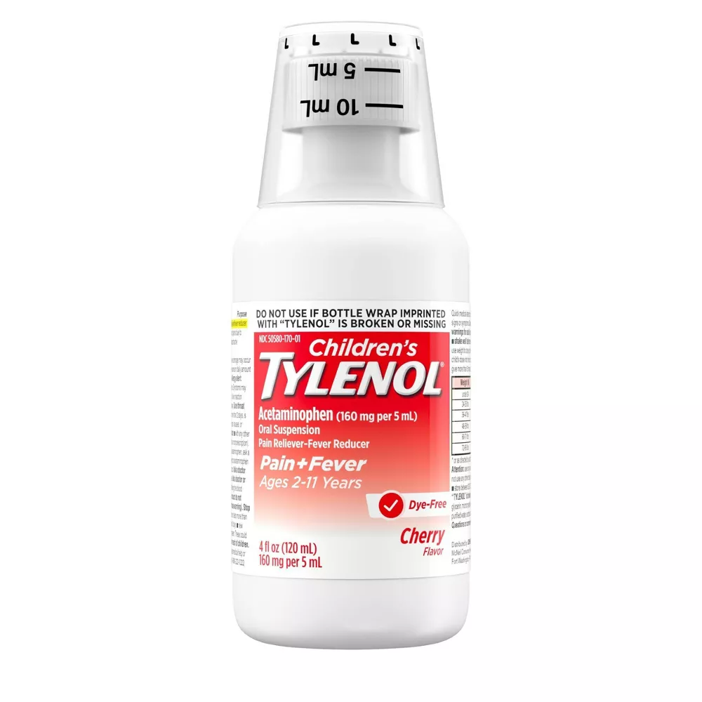 Children's Tylenol Dye-Free Pain + Fever Relief Liquid - Acetaminophen - Cherry - 4 fl oz