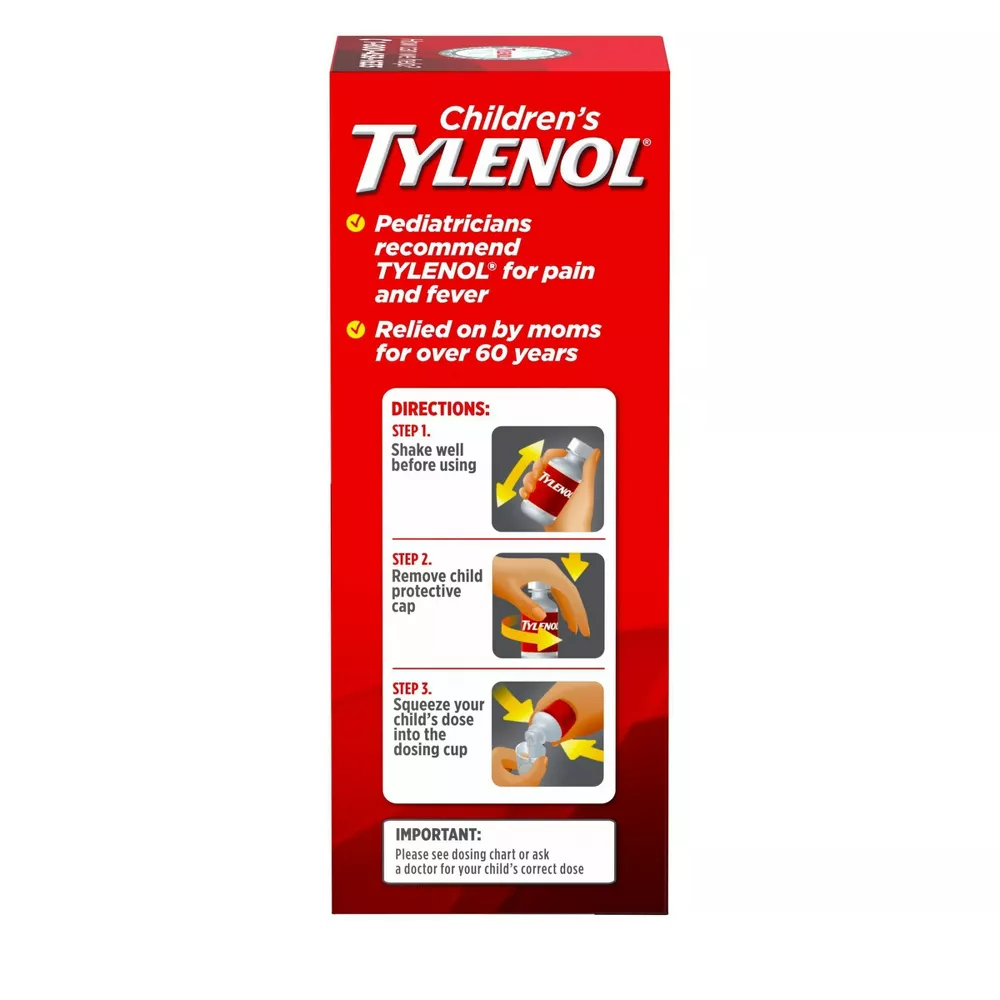 Children's Tylenol Dye-Free Pain + Fever Relief Liquid - Acetaminophen - Cherry - 4 fl oz