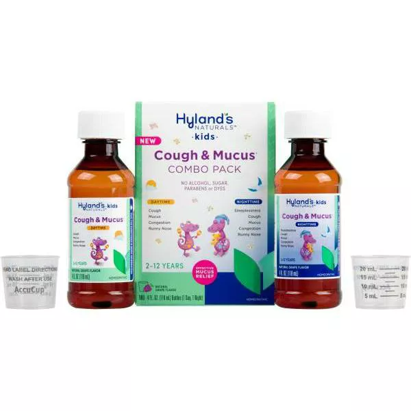 Hyland's Naturals Kids' Cough & Mucus Combo Pack Syrup - Grape - 8 fl oz