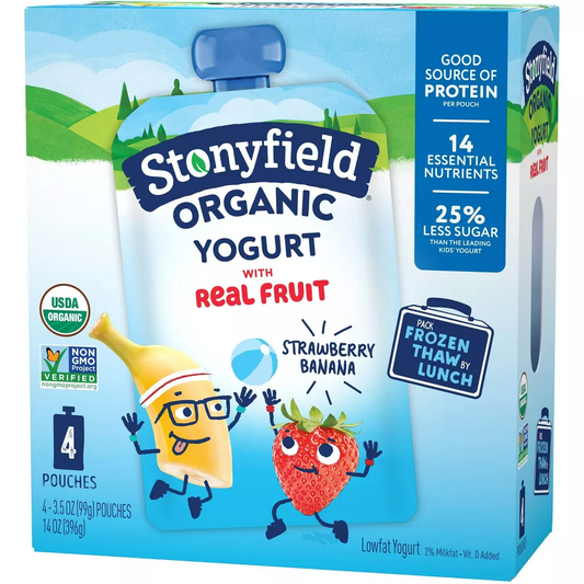 Stonyfield Organic Kids' Strawberry Banana Yogurt - 4ct/3.5oz Pouches