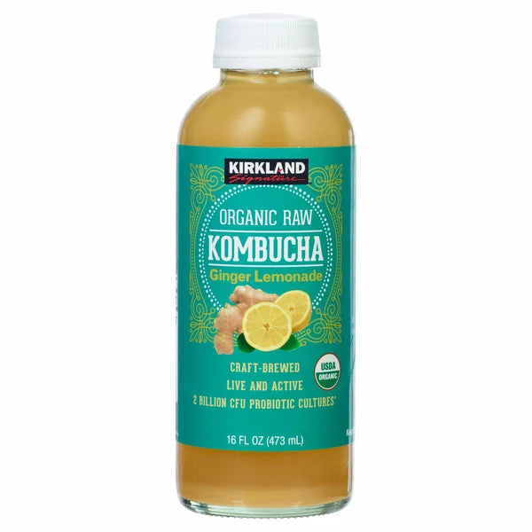 Kirkland Signature Organic Kombucha Ginger Lemonade 8 ct,16 oz