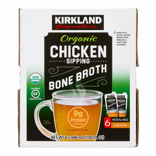 Kirkland Signature Organic Chicken Bone Broth 32 oz, 6-count