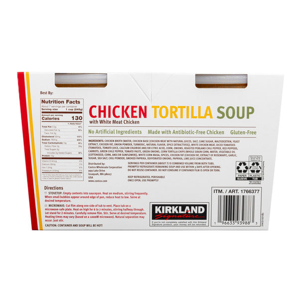 Kirkland Signature Chicken Tortilla Soup, 32 oz, 2-count