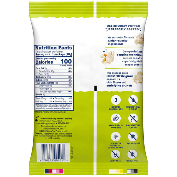 SkinnyPop Popcorn, Original, 0.65 oz, 28 ct