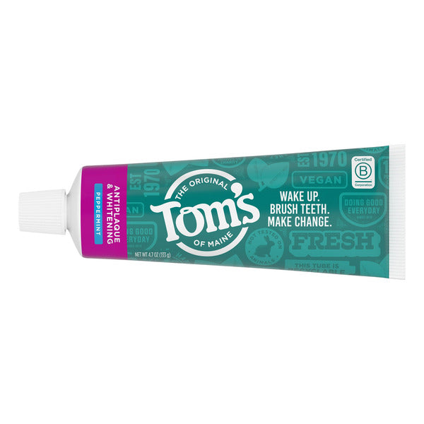 Tom's of Maine Antiplaque and Whitening Toothpaste, 4.7 oz, 4-pack