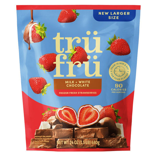 Tru Fru Milk and White Chocolate Frozen Strawberries, 24 oz