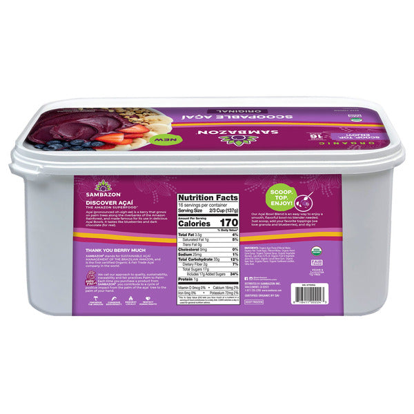 SAMBAZON Organic Scoopable Acai Tub, Original, 85 fl oz