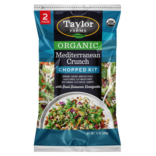 Taylor Farms Organic Mediterranean Bagged Chopped Salad Kit, 12 oz, 2-count
